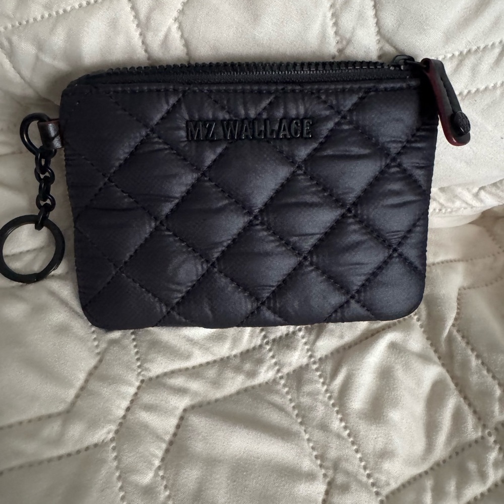 MZ Wallace Quilted Black Flat Metro Key Pouch